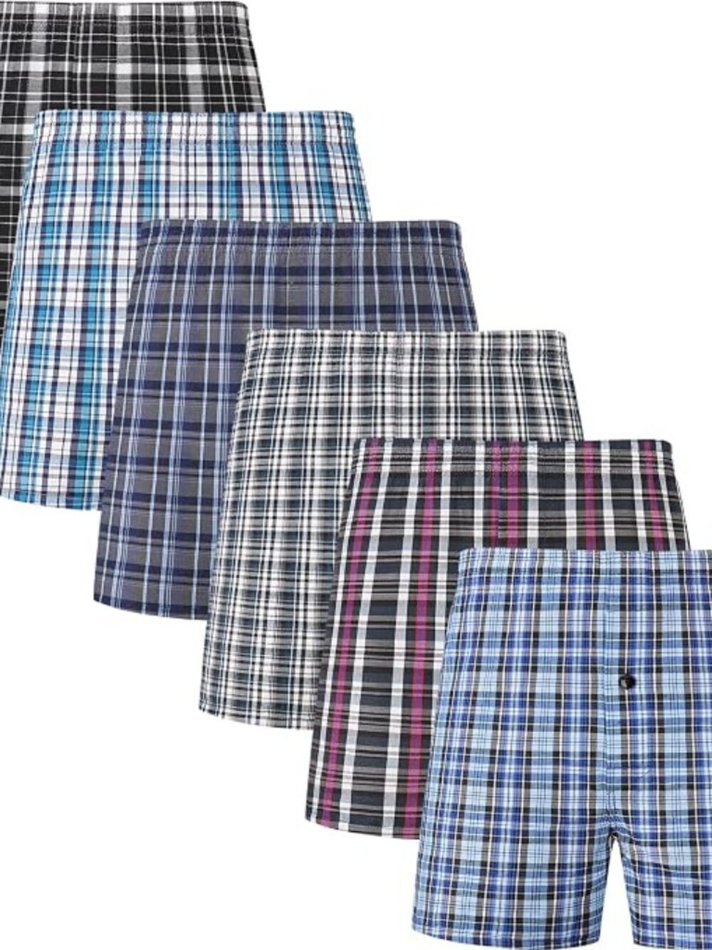 JupiterSecret Men's Cotton Boxer Shorts 6-Pack Classic Fit Plaid Underwear [4XL]